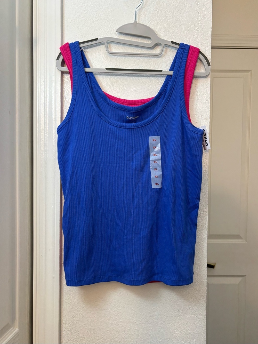 Old Navy Blue & Pink Scoop Tank Tops